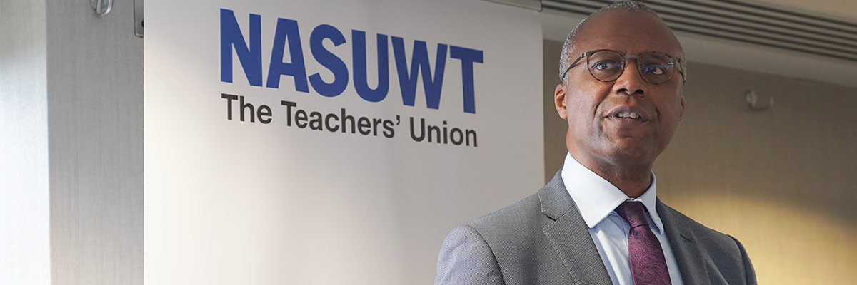 Patrick Roach at NASUWT Young Teachers' Conference 2023 BANNER