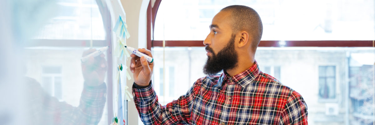 BME man using whiteboard