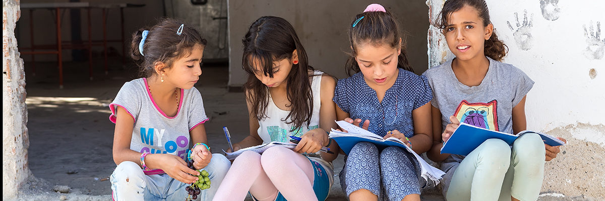 Refugee girls in Greek camp